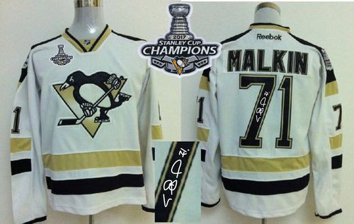 Penguins #71 Evgeni Malkin White 2014 Stadium Series Autographed Stanley Cup Finals Champions Stitched NHL Jersey - Click Image to Close
